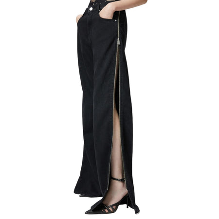 Pinko jeans donna pinko - wanda wide leg zip denim - nero da donna