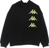 KAPPA-Felpa-Cappuccio-Uomo-Authentic-Floris-Black/green-Lime-da-uomo