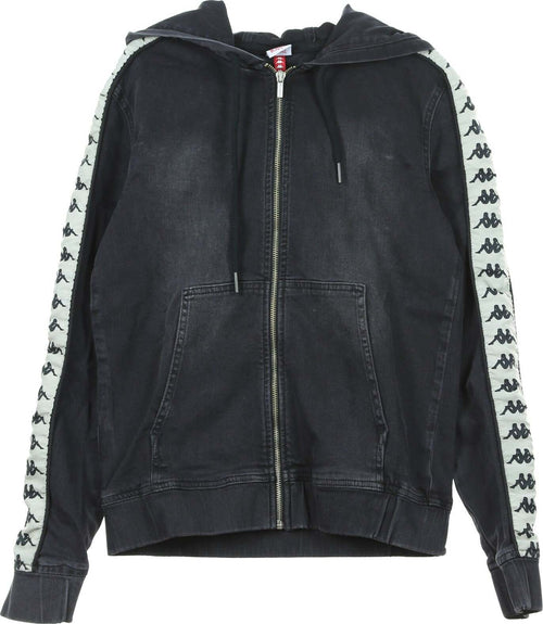KAPPA-Felpa-Cappuccio-Zip-Uomo-Banda-Bredei-Black/beige-Lt-Sand-da-uomo