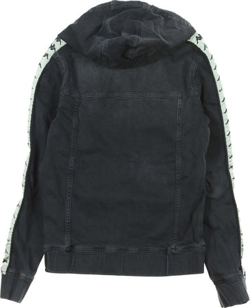 KAPPA-Felpa-Cappuccio-Zip-Uomo-Banda-Bredei-Black/beige-Lt-Sand-da-uomo