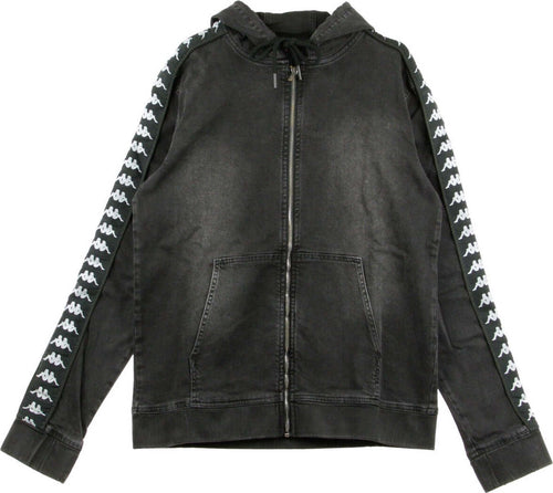 KAPPA-Felpa-Cappuccio-Zip-Uomo-Banda-Bredei-Dark-Grey/black-da-uomo