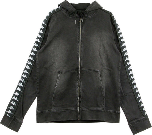 KAPPA-Felpa-Cappuccio-Zip-Uomo-Banda-Bredei-Dark-Grey/black-da-uomo