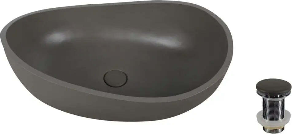 KARAG-ERIS-|-Lavabo-Da-Appoggio-In-Pietra-Ricomposta-Grigio-Cemento