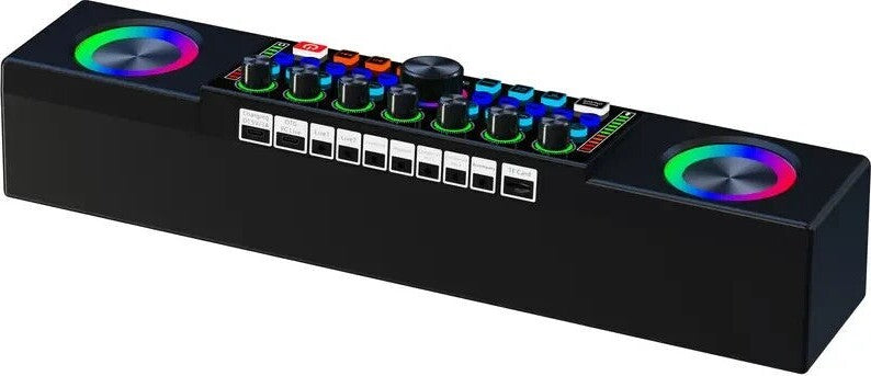 KARAOKE-Rgb-Multifunzione-Mixer-Audio-Bluetooth-Altoparlante-2Microfoni-Wireless