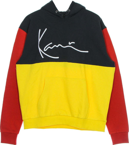 KARL-KANI-Felpa-Cappuccio-Uomo-Signature-Block-Teddy-Hoodie-Yellow/navy/red-da-uomo