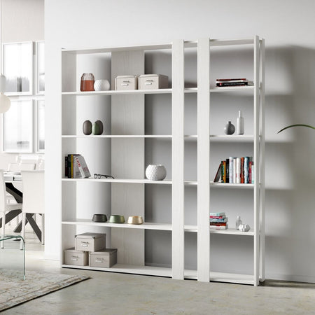 Libreria "Roma" a parete, in legno, con ripiani, per arredamento camere ed interni