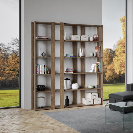 Libreria "Roma" a parete, in legno, con ripiani, per arredamento camere ed interni