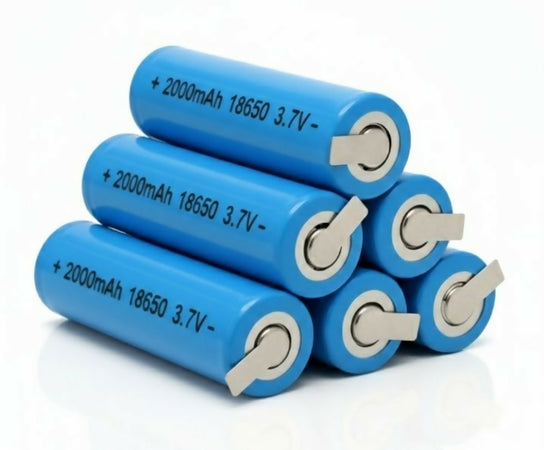 5 Batterie 18650 Li-ion 2000mAh 3.7V con Paglietta Celle Ricaricabili di Litio per Pacchi Assemblabili