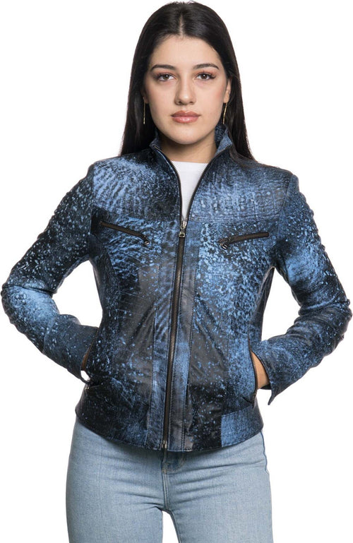Kelly---Giacca-Donna-Blu-Effetto-Graffiato-in-Vera-Pelle
