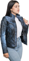Kelly---Giacca-Donna-Blu-Effetto-Graffiato-in-Vera-Pelle