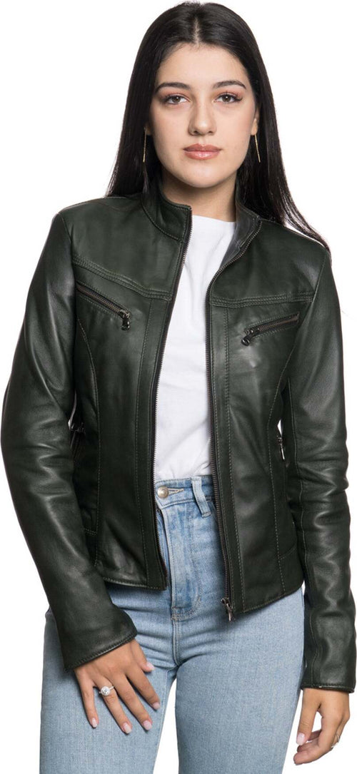 Kelly---Giacca-Donna-Verde-in-Vera-Pelle