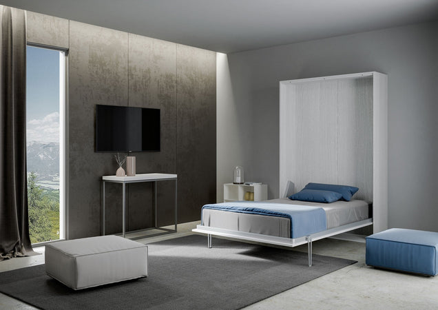 Letto "Milano" matrimoniale a scomparsa, in legno, con apertura verticale, per camera da letto