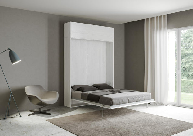 Letto "Milano" matrimoniale a scomparsa, in legno, con apertura verticale, per camera da letto