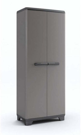 Keter - Armadio In Resina Da Esterno Con Ripiani 68x39x173 Cm. 3 Ripiani e 2 Ante Armadio Contenitore Grigio e Nero Keter - Sistema
