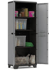Keter - Armadio In Resina Da Esterno Con Ripiani 68x39x173 Cm. 3 Ripiani e 2 Ante Armadio Contenitore Grigio e Nero Keter - Sistema
