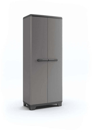 Keter - Armadio In Resina Da Esterno Con Ripiani 68x39x173 Cm. 3 Ripiani e 2 Ante Armadio Contenitore Grigio e Nero Keter - Sistema