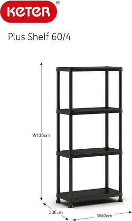Keter Scaffale 4 Ripiani Nero Fai da te/Organizzazione casa e magazzini/Scaffalature Scontolo.net - Potenza, Commerciovirtuoso.it