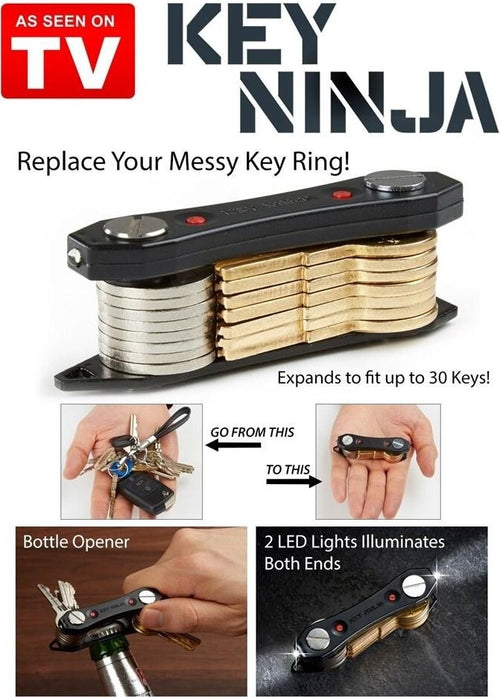 KEY NINJA BLACK PORTACHIAVI CHIAVI COMPACT ORGANIZER APRI BOTTIGLIA LED TORCIA Fai da te/Sicurezza e protezione/Torce/Torce elettriche portatili (standard) Trade Shop italia - Napoli, Commerciovirtuoso.it