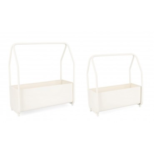 Set 2 PortaFiore Keyra Rettangolare Bianco per uso interno ed esterno.