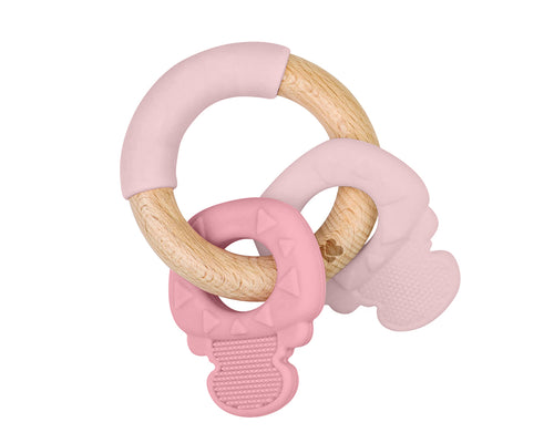 Massagiagengive in legno e silicone Keys Pink