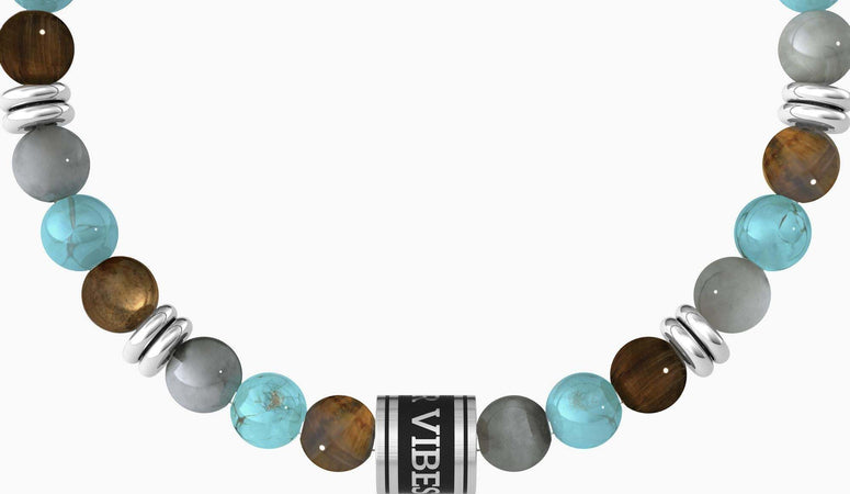 Kidult---Bracciale-elastico-uomo-con-pietre-multicolor-e-frase-summer-SUMMER-VIBES