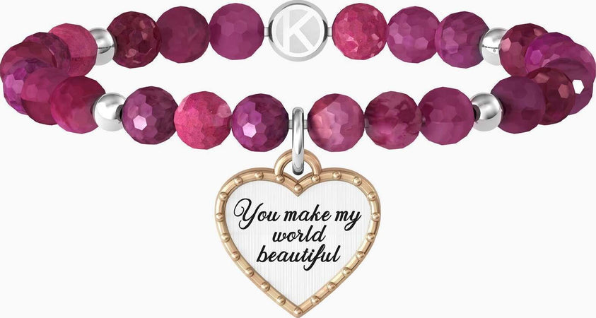 Kidult-Bracciale--agata-fucsia-CUORE-|-YOU-MAKE-MY-WORLD-BEAUTIFUL