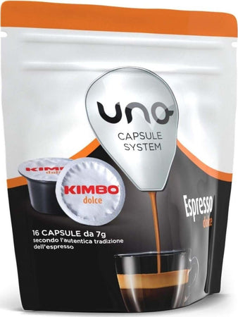 Kimbo-Caffe'-Confezione-Da-16-Capsule-Compat.-Uno-System-Dolce