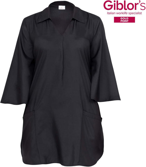 Kimono Donna Nadia Nero No Stiro Manica 3/4 Kimono Donna Tessuto Antibatterico Parrucchiera Estetista