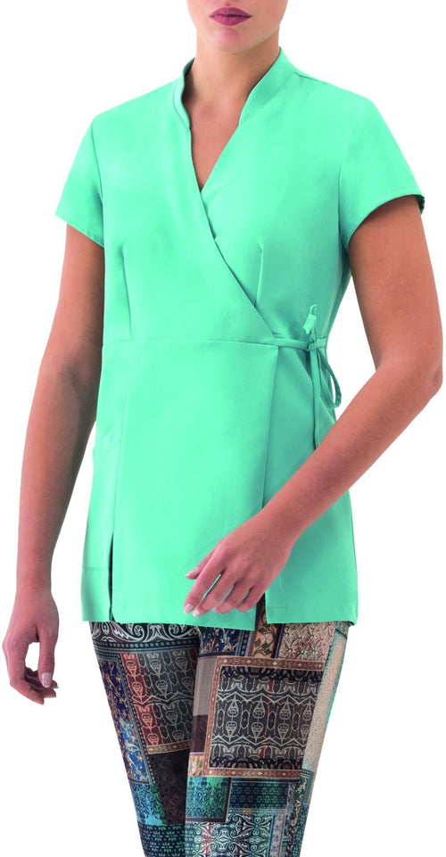 Kimono Donna Paola Verde Acqua Manica Corta Kimono Estetista Parrucchiera Massaggi