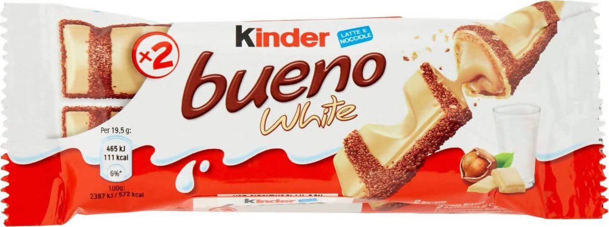 Kinder Bueno White 30x Snack Kinder Bueno White 43 Gr Confezione Da 30 Pz Alimentari e cura della casa/Cereali e muesli/Cereali e barrette snack/Barrette ai cereali Franco Pausa Caffè - Albano Laziale, Commerciovirtuoso.it