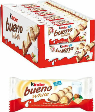 Kinder Bueno White 30x Snack Kinder Bueno White 43 Gr Confezione Da 30 Pz Alimentari e cura della casa/Cereali e muesli/Cereali e barrette snack/Barrette ai cereali Franco Pausa Caffè - Albano Laziale, Commerciovirtuoso.it