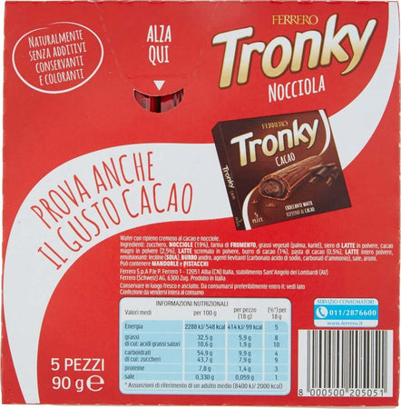 Kinder Ferrero Tronky Nocciola 25 Pezzi Merendina Wafer Tronky Ferrero 18gr. Cad. Wafer Con Ripieno Cremoso Alla Nocciola E Al Cacao Alimentari e cura della casa/Snack dolci e salati/Biscotti/Wafer Non solo alimenti - Albano Laziale, Commerciovirtuoso.it
