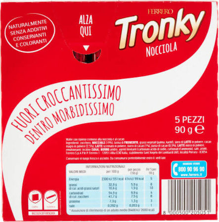 Kinder Ferrero Tronky Nocciola 25x Snack Tronky Ferrero 18gr Croccante Wafer Ripieno Alla Nocciola 5 Confezione Da 5 Pezzi Alimentari e cura della casa/Snack dolci e salati/Barrette ai cereali e barrette snack Franco Pausa Caffè - Albano Laziale, Commerciovirtuoso.it