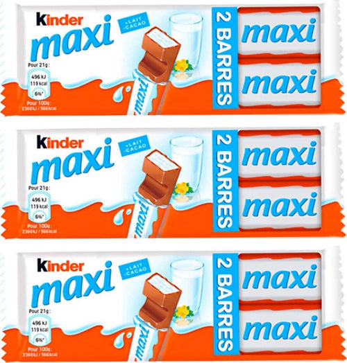Kinder Maxi 24x Snack Al Cioccolato Kinder Maxi Due Barrette Al Latte 42 Gr Confezione Da 24 Pz Alimentari e cura della casa/Snack dolci e salati/Cioccolata/Barrette/Formato snack Franco Pausa Caffè - Albano Laziale, Commerciovirtuoso.it