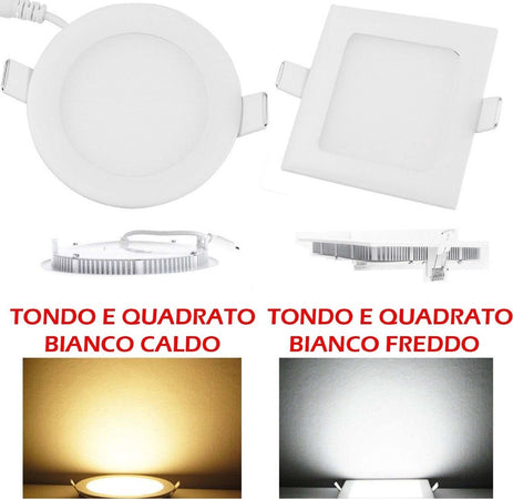 KIT 10 PLAFONIERE FARETTI LED TONDO O QUADRATO DA INCASSO CON ALETTE 6W  Trade Shop italia - Napoli, Commerciovirtuoso.it