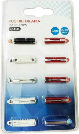 Kit 10 Pz Fusibili Bilama Auto Moto Scooter 6x25mm 5a/8a/16a/20a/25a/30a Xc-1316 Auto e Moto/Parti per auto/Fusibili/Fusibili piatti Trade Shop italia - Napoli, Commerciovirtuoso.it