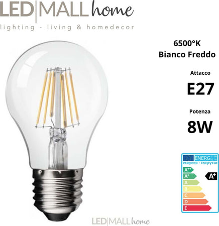 Kit 10 pz Lampadina led filamento e27 8w bianco freddo Illuminazione/Lampadine/Lampadine a LED Led Mall Home - Napoli, Commerciovirtuoso.it