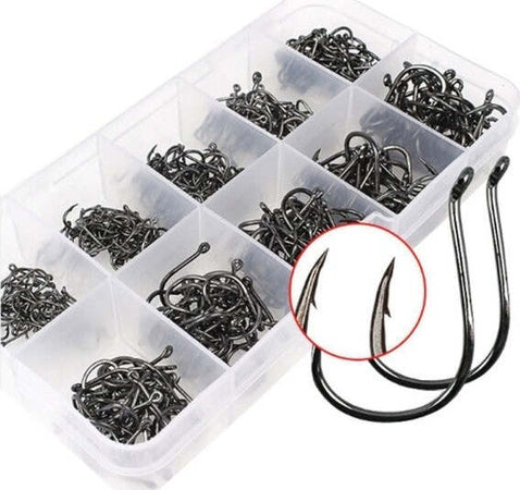 Kit-100-Ami-Amo-Da-Pesca-Varie-Misure-Grandezze-Ganci-Fishing-Nero-Magnetico