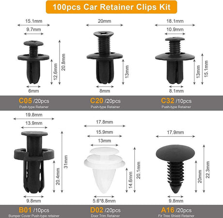 Kit 100pz Rivetti In Plastica Clip Viti Per Interni Auto Pannello Paraurti Porta Auto e Moto/Parti per auto/Allestimenti interni/Dadi e bulloni Trade Shop italia - Napoli, Commerciovirtuoso.it