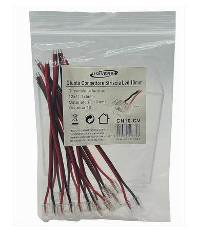 Kit 10pz Connettore Alimentazione Striscia Strip Led Monocolore 2pin 10mm Cn10-cv
