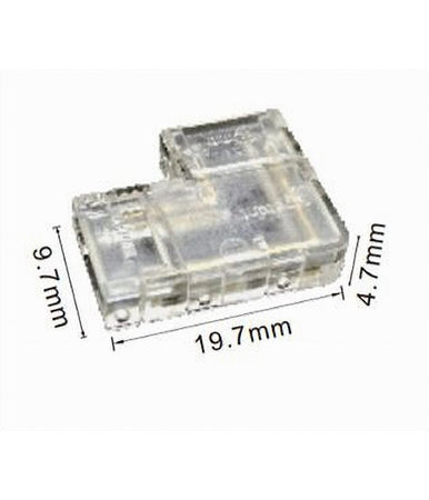 Kit 10pz Connettore Trasparente Angolare Per Striscia Strip Led 2pin 8mm Cn8mm-l