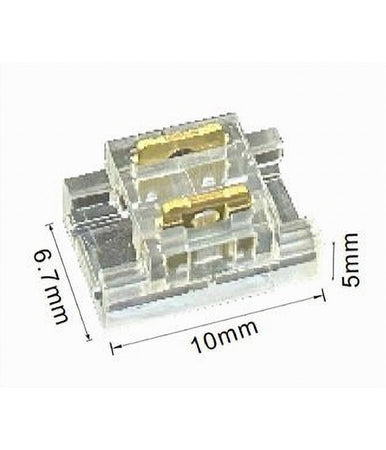 Kit 10pz Connettore Trasparente Lineare Per Striscia Strip Led 2 Pin 5mm Cn5mm-d
