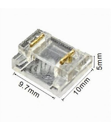 Kit 10pz Connettore Trasparente Lineare Per Striscia Strip Led 2 Pin 8mm Cn8mm-d