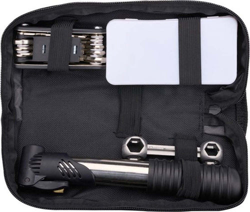 Kit-14-Attrezzi-per-Riparazione-Bicicletta-Multiuso-Custodia-Chiusura-a-Velcro