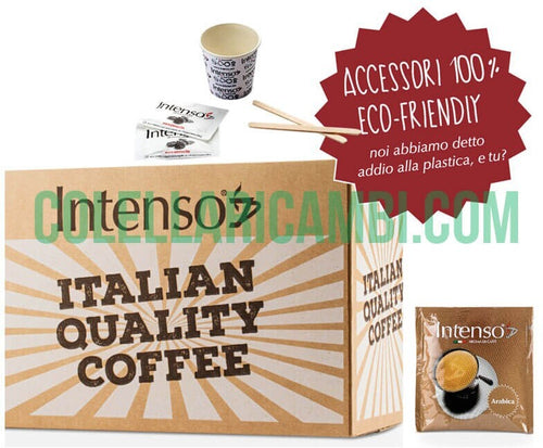 Kit 150 cialde miscela ARABICA (150 Cialde 150 Palettine in legno 150 Bicchierini in Carta 150 Bustine di Zucchero Extrafine)