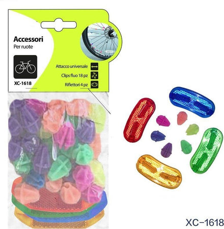 Kit 18 Pz Clips Fluo + 4 Pz Riflettori Accessori Per Ruote Bici Colorate Xc-1618 Sport e Tempo Libero > Ciclismo > Ricambi per Bici > Sport Trade Shop italia - Napoli, Commerciovirtuoso.it