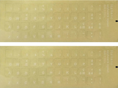 Kit 2 Adesivi Tastiera Lettere BIANCHE Sfondo Trasparente Layout ITALIANO per Tastiera PC Notebook