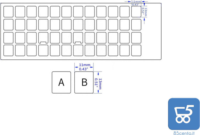 Kit 2 Adesivi Tastiera Lettere BIANCHE Sfondo Trasparente Layout ITALIANO per Tastiera PC Notebook