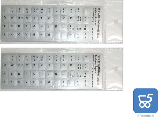Kit 2 Adesivi Tastiera Silver Argento Layout ITALIANO per Tastiera PC Notebook