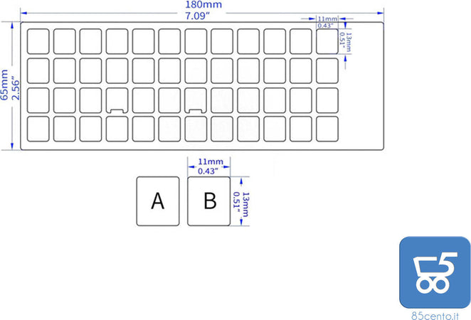Kit 2 Adesivi Tastiera Silver Argento Layout ITALIANO per Tastiera PC Notebook